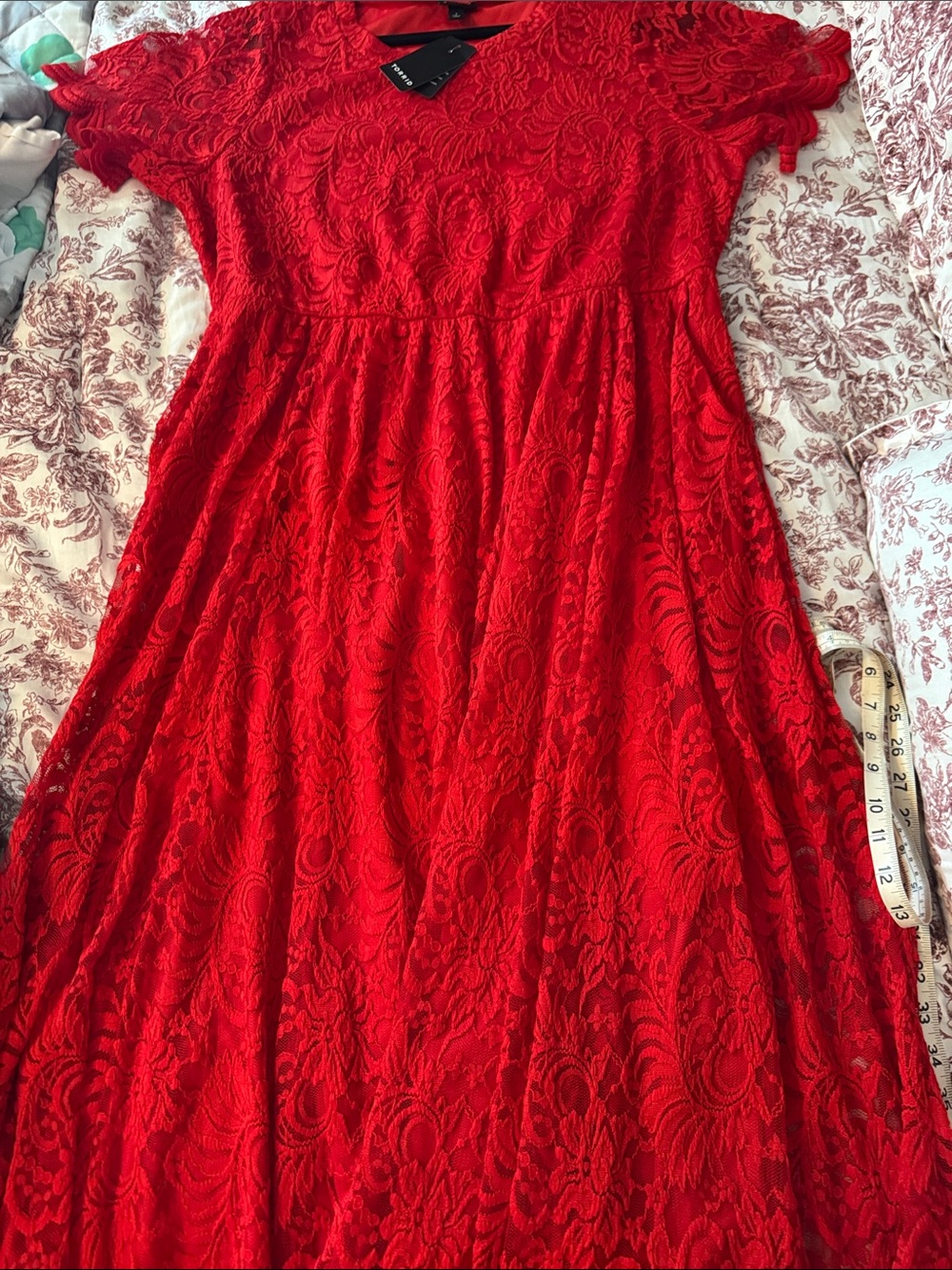 Elegant Red Lace Fit & Flare Dress